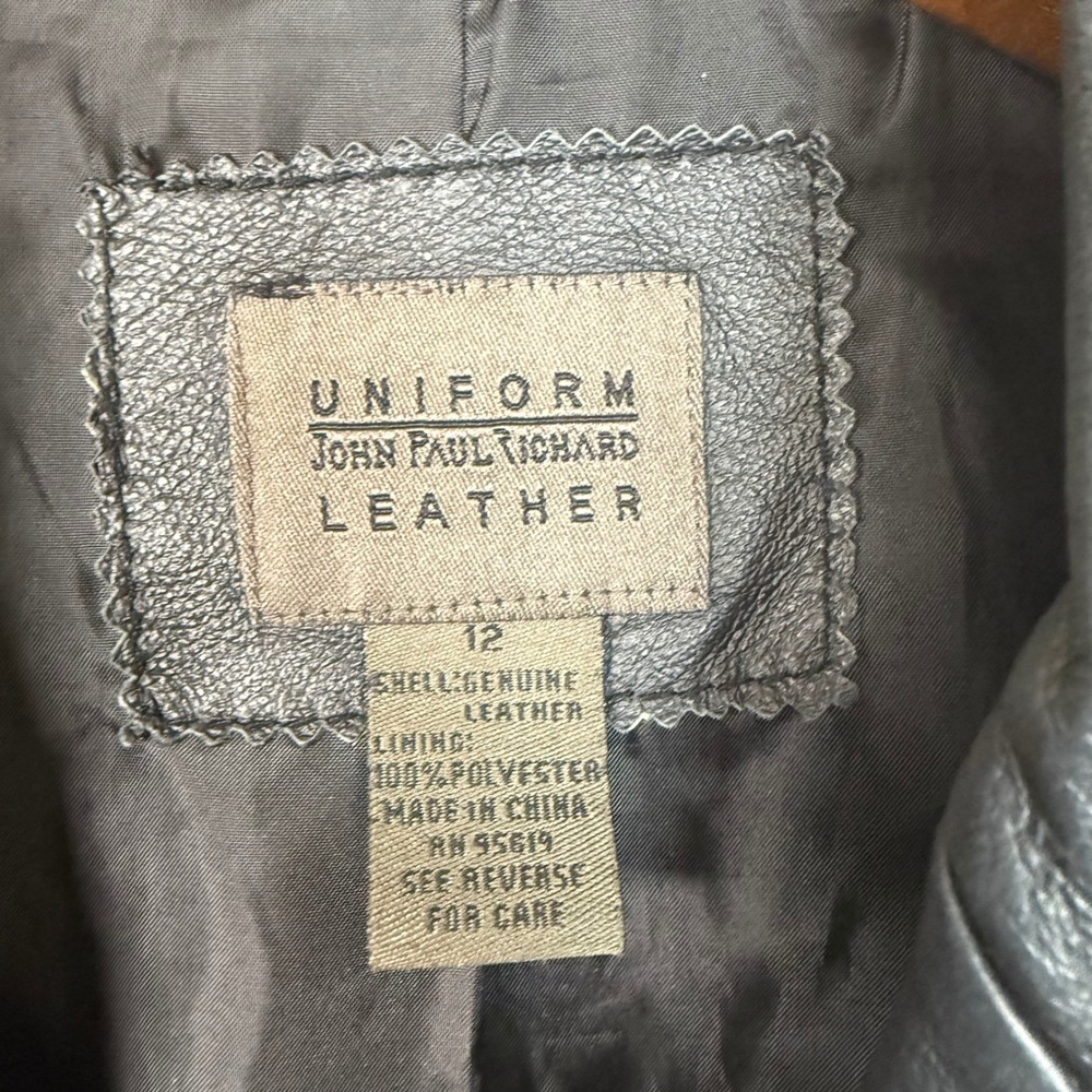 John Paul Richard Uniform Black Leather Structured Jacket Size 12 - Picture 3 of 16